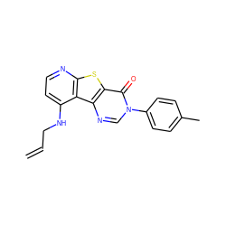 C=CCNc1ccnc2sc3c(=O)n(-c4ccc(C)cc4)cnc3c12 ZINC000071294838