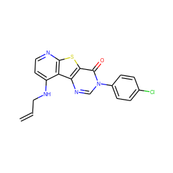 C=CCNc1ccnc2sc3c(=O)n(-c4ccc(Cl)cc4)cnc3c12 ZINC000071281253