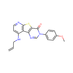 C=CCNc1ccnc2sc3c(=O)n(-c4ccc(OC)cc4)cnc3c12 ZINC000071280616