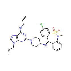 C=CCNc1nc(N2CCC(N[C@@H]3c4ccccc4N(C)S(=O)(=O)c4cc(Cl)ccc43)CC2)nc2c1ncn2CC=C ZINC000027331348