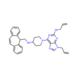 C=CCNc1nc(N2CCC(NCC3c4ccccc4C=Cc4ccccc43)CC2)c2ncn(CC=C)c2n1 ZINC000013759632