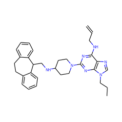 C=CCNc1nc(N2CCC(NCC3c4ccccc4CCc4ccccc43)CC2)nc2c1ncn2CCC ZINC000013759620