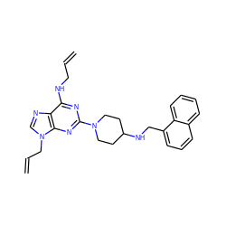 C=CCNc1nc(N2CCC(NCc3cccc4ccccc34)CC2)nc2c1ncn2CC=C ZINC000013759604