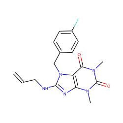 C=CCNc1nc2c(c(=O)n(C)c(=O)n2C)n1Cc1ccc(F)cc1 ZINC000013151423