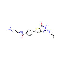 C=CCNc1nc2cc(-c3ccc(C(=O)NCCCN(C)C)cc3)sc2c(=O)n1C ZINC000299820492