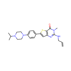 C=CCNc1nc2cc(-c3ccc(N4CCN(C(C)C)CC4)cc3)sc2c(=O)n1C ZINC000299828072