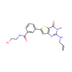 C=CCNc1nc2cc(-c3cccc(C(=O)NCCO)c3)sc2c(=O)n1C ZINC000299841326