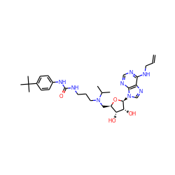 C=CCNc1ncnc2c1ncn2[C@@H]1O[C@H](CN(CCCNC(=O)Nc2ccc(C(C)(C)C)cc2)C(C)C)[C@@H](O)[C@H]1O ZINC000095556691