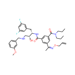 C=CCO/N=C(/C)c1cc(C(=O)N[C@@H](Cc2cc(F)cc(F)c2)[C@H](O)CNCc2cccc(OC)c2)cc(C(=O)N(CCC)CCC)c1 ZINC000049615904