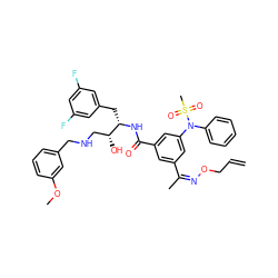 C=CCO/N=C(/C)c1cc(C(=O)N[C@@H](Cc2cc(F)cc(F)c2)[C@H](O)CNCc2cccc(OC)c2)cc(N(c2ccccc2)S(C)(=O)=O)c1 ZINC000049650214