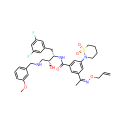 C=CCO/N=C(/C)c1cc(C(=O)N[C@@H](Cc2cc(F)cc(F)c2)[C@H](O)CNCc2cccc(OC)c2)cc(N2CCCCS2(=O)=O)c1 ZINC000049639700