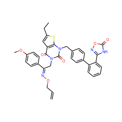C=CCO/N=C(\Cn1c(=O)c2cc(CC)sc2n(Cc2ccc(-c3ccccc3-c3noc(=O)[nH]3)cc2)c1=O)c1ccc(OC)cc1 ZINC000166982515