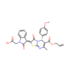 C=CCOC(=O)C1=C(C)N=c2s/c(=C3\C(=O)N(CC(=O)O)c4ccccc43)c(=O)n2[C@@H]1c1ccc(OC)cc1 ZINC000002665660