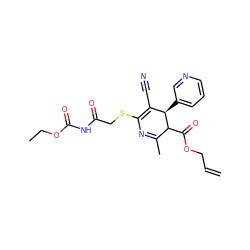 C=CCOC(=O)C1C(C)=NC(SCC(=O)NC(=O)OCC)=C(C#N)[C@H]1c1cccnc1 ZINC000020057947