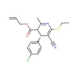 C=CCOC(=O)C1C(C)=NC(SCC)=C(C#N)[C@@H]1c1ccc(Cl)cc1 ZINC000017464198