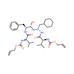 C=CCOC(=O)N[C@H](C(=O)NN(CC1CCCCC1)C[C@@H](O)[C@H](Cc1ccccc1)NC(=O)[C@H](NC(=O)OCC=C)C(C)C)C(C)C ZINC000026964524