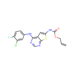 C=CCOC(=O)Nc1cc2c(Nc3ccc(F)c(Cl)c3)ncnc2s1 ZINC000169311816