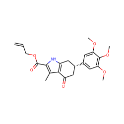 C=CCOC(=O)c1[nH]c2c(c1C)C(=O)C[C@@H](c1cc(OC)c(OC)c(OC)c1)C2 ZINC000004911875