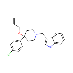 C=CCOC1(c2ccc(Cl)cc2)CCN(Cc2c[nH]c3ccccc23)CC1 ZINC000028878454