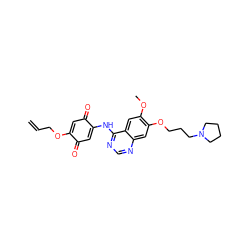 C=CCOC1=CC(=O)C(Nc2ncnc3cc(OCCCN4CCCC4)c(OC)cc23)=CC1=O ZINC000136241218