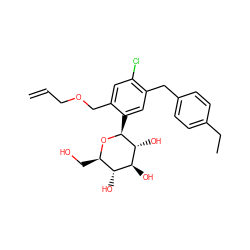 C=CCOCc1cc(Cl)c(Cc2ccc(CC)cc2)cc1[C@@H]1O[C@H](CO)[C@@H](O)[C@H](O)[C@H]1O ZINC000049803503