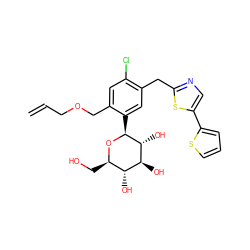 C=CCOCc1cc(Cl)c(Cc2ncc(-c3cccs3)s2)cc1[C@@H]1O[C@H](CO)[C@@H](O)[C@H](O)[C@H]1O ZINC000071280469