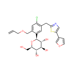 C=CCOCc1cc(Cl)c(Cc2ncc(-c3ccoc3)s2)cc1[C@@H]1O[C@H](CO)[C@@H](O)[C@H](O)[C@H]1O ZINC000071295438