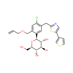 C=CCOCc1cc(Cl)c(Cc2ncc(-c3ccsc3)s2)cc1[C@@H]1O[C@H](CO)[C@@H](O)[C@H](O)[C@H]1O ZINC000071295594