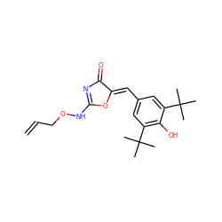 C=CCONC1=NC(=O)/C(=C/c2cc(C(C)(C)C)c(O)c(C(C)(C)C)c2)O1 ZINC000013796277