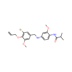 C=CCOc1c(Br)cc(CNc2ccc(NC(=O)C(C)C)c(OC)c2)cc1OC ZINC000002861890