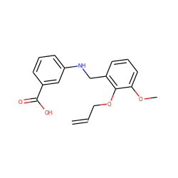 C=CCOc1c(CNc2cccc(C(=O)O)c2)cccc1OC ZINC000004661526