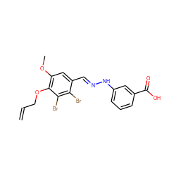 C=CCOc1c(OC)cc(/C=N/Nc2cccc(C(=O)O)c2)c(Br)c1Br ZINC000013146842