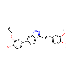 C=CCOc1cc(-c2ccc3c(/C=C/c4ccc(OC)c(OC)c4)n[nH]c3c2)ccc1O ZINC000166957644