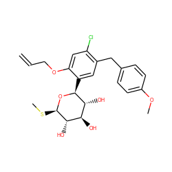 C=CCOc1cc(Cl)c(Cc2ccc(OC)cc2)cc1[C@@H]1O[C@H](SC)[C@@H](O)[C@H](O)[C@H]1O ZINC000206268386