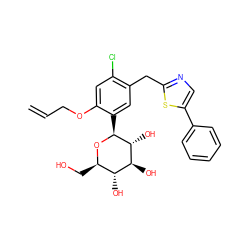 C=CCOc1cc(Cl)c(Cc2ncc(-c3ccccc3)s2)cc1[C@@H]1O[C@H](CO)[C@@H](O)[C@H](O)[C@H]1O ZINC000071295819