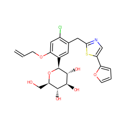 C=CCOc1cc(Cl)c(Cc2ncc(-c3ccco3)s2)cc1[C@@H]1O[C@H](CO)[C@@H](O)[C@H](O)[C@H]1O ZINC000071281183