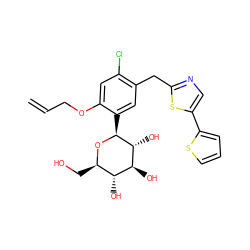 C=CCOc1cc(Cl)c(Cc2ncc(-c3cccs3)s2)cc1[C@@H]1O[C@H](CO)[C@@H](O)[C@H](O)[C@H]1O ZINC000071295236