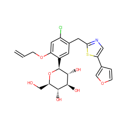 C=CCOc1cc(Cl)c(Cc2ncc(-c3ccoc3)s2)cc1[C@@H]1O[C@H](CO)[C@@H](O)[C@H](O)[C@H]1O ZINC000071295252