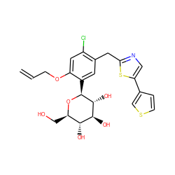 C=CCOc1cc(Cl)c(Cc2ncc(-c3ccsc3)s2)cc1[C@@H]1O[C@H](CO)[C@@H](O)[C@H](O)[C@H]1O ZINC000071295118