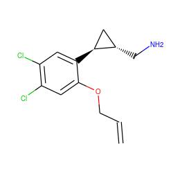 C=CCOc1cc(Cl)c(Cl)cc1[C@H]1C[C@@H]1CN ZINC000653709075