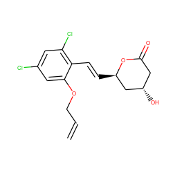 C=CCOc1cc(Cl)cc(Cl)c1/C=C/[C@@H]1C[C@@H](O)CC(=O)O1 ZINC000029408687