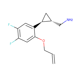 C=CCOc1cc(F)c(F)cc1[C@H]1C[C@@H]1CN ZINC000653709057