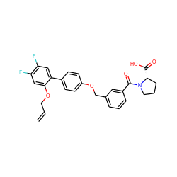 C=CCOc1cc(F)c(F)cc1-c1ccc(OCc2cccc(C(=O)N3CCC[C@H]3C(=O)O)c2)cc1 ZINC000221671086