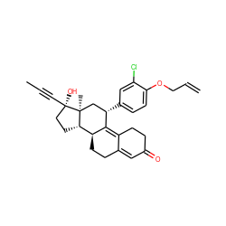 C=CCOc1ccc([C@H]2C[C@@]3(C)[C@@H](CC[C@@]3(O)C#CC)[C@@H]3CCC4=CC(=O)CCC4=C32)cc1Cl ZINC000034802079