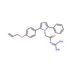 C=CCOc1ccc(-c2ccc(-c3ccccc3)n2CC(=O)N=C(N)N)cc1 ZINC000029040207