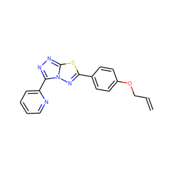 C=CCOc1ccc(-c2nn3c(-c4ccccn4)nnc3s2)cc1 ZINC000010312389