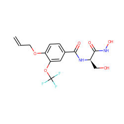 C=CCOc1ccc(C(=O)N[C@H](CO)C(=O)NO)cc1OC(F)(F)F ZINC000013474949