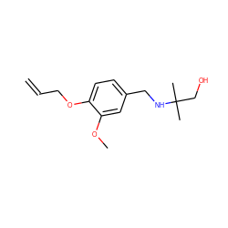 C=CCOc1ccc(CNC(C)(C)CO)cc1OC ZINC000004670798