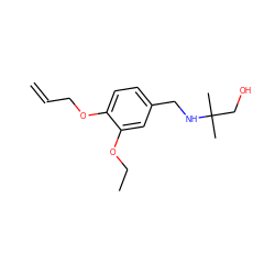 C=CCOc1ccc(CNC(C)(C)CO)cc1OCC ZINC000004670799