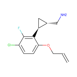 C=CCOc1ccc(Cl)c(F)c1[C@H]1C[C@@H]1CN ZINC000653704155